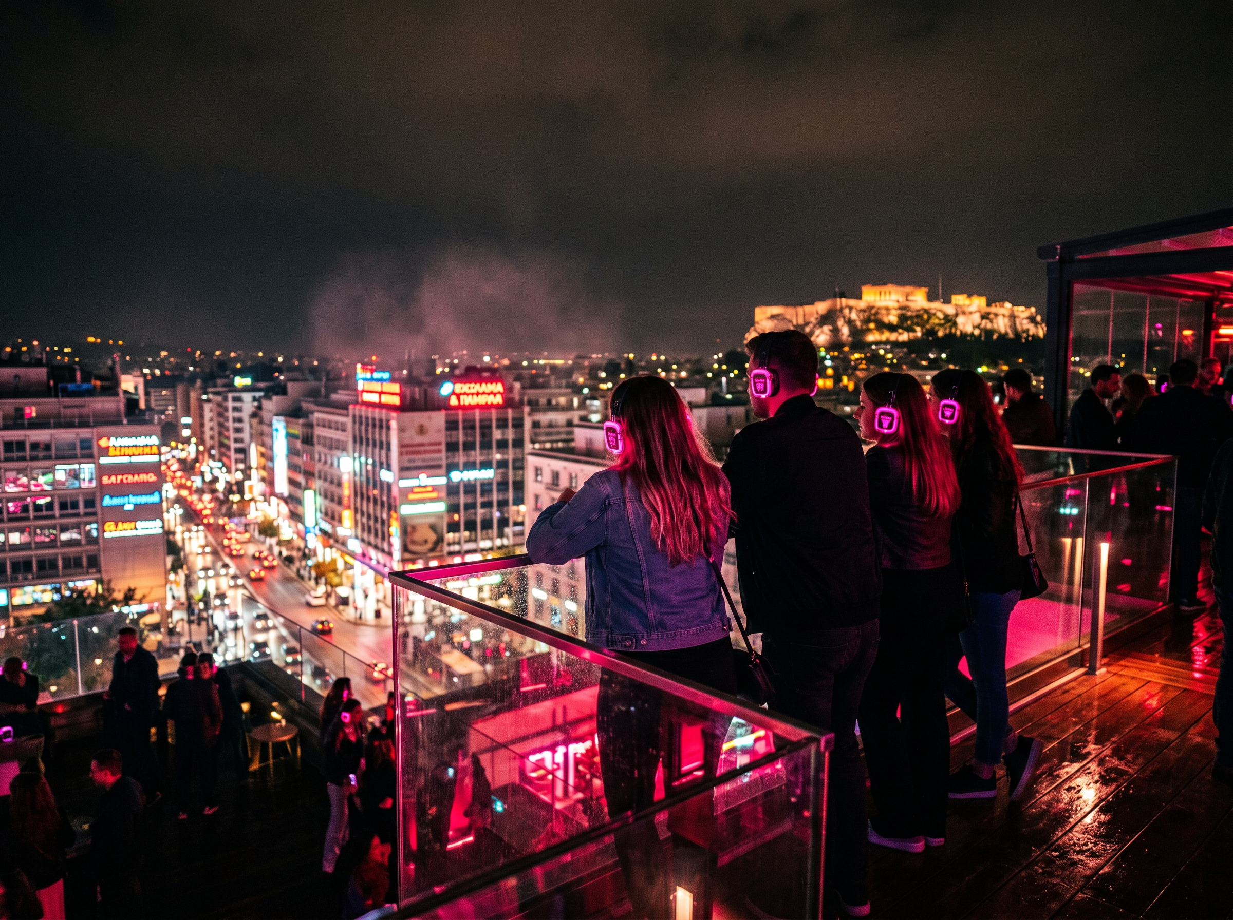Silent disco rooftop party Αθήνα